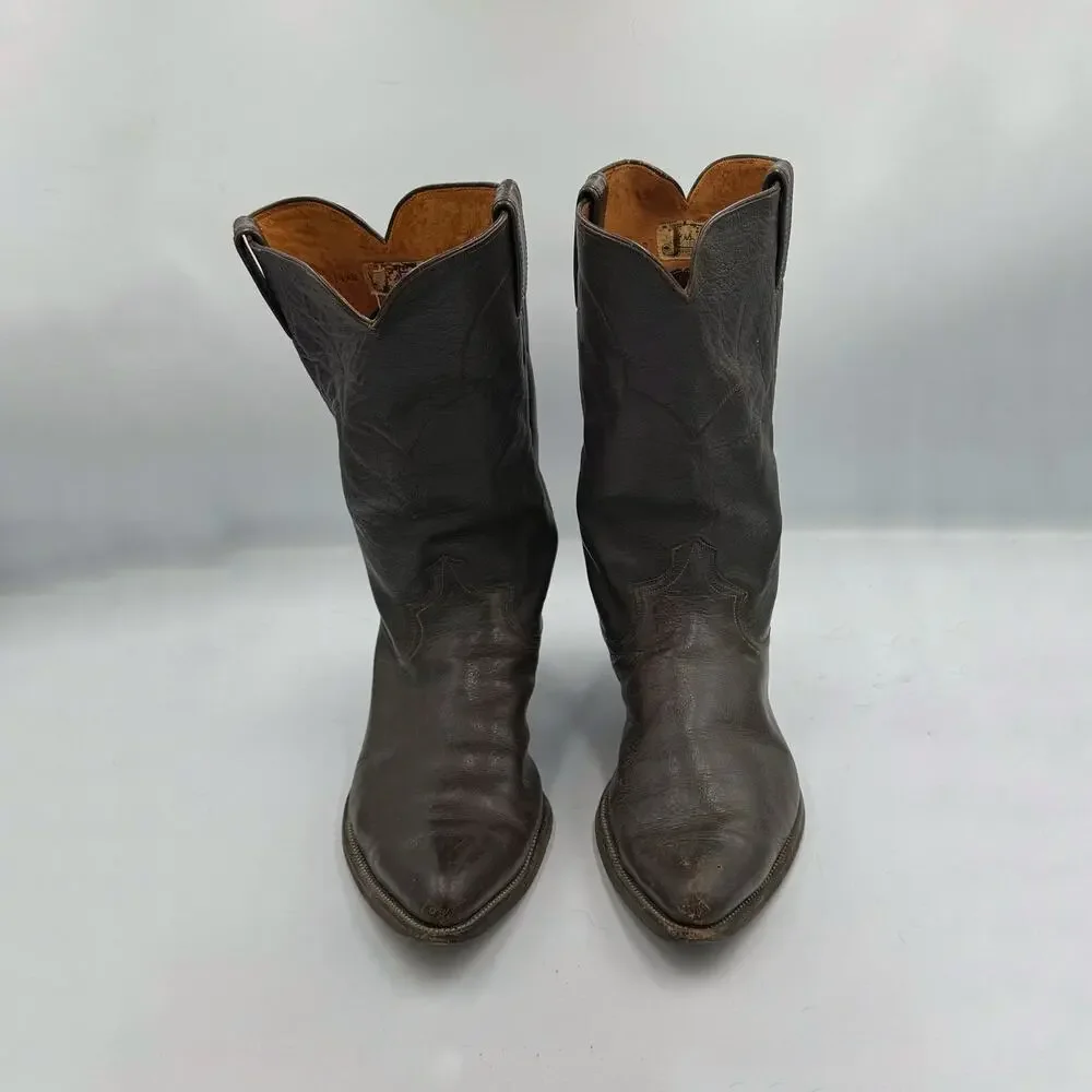 Justin USA Mens Brown Leather Vintage Western Cowboy Boots Sz 11.5D